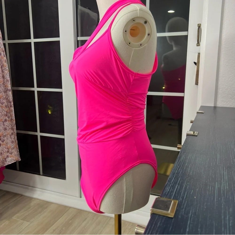 NWT Neon Pink Asymmetric Bodysuit - Picture 4 of 5